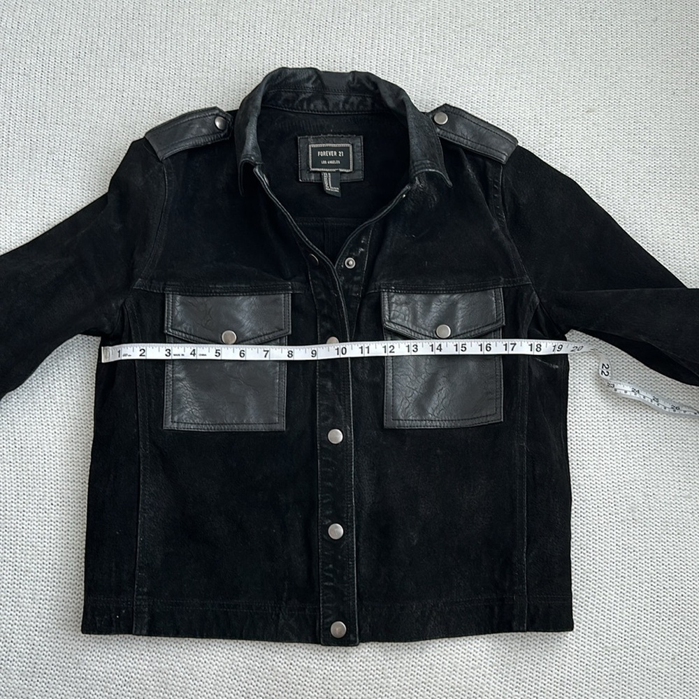 Forever 21 100% Pigskin Leather Jacket Black Size Medium - Picture 3 of 7